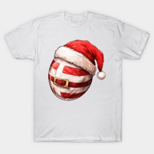 Christmas Rugby Ball in Santa Hat T-Shirt